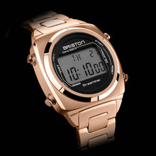 Load image into Gallery viewer, BRISTON STREAMLINER DIGITAL STEEL – BLACK &amp; GOLD BAND WATCH
