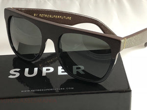 RetroSuperFuture Flat Top Leather & Acetate Frame Sunglasses 862
