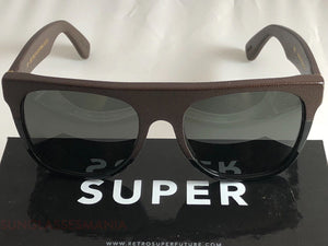 RetroSuperFuture Flat Top Leather & Acetate Frame Sunglasses 862