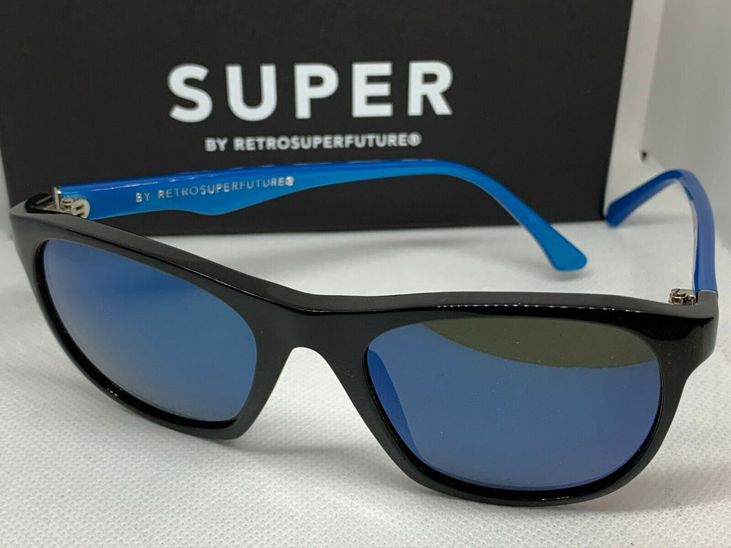 RetroSuperFuture 38I Shiny Black and Blue Frame Sunglasses