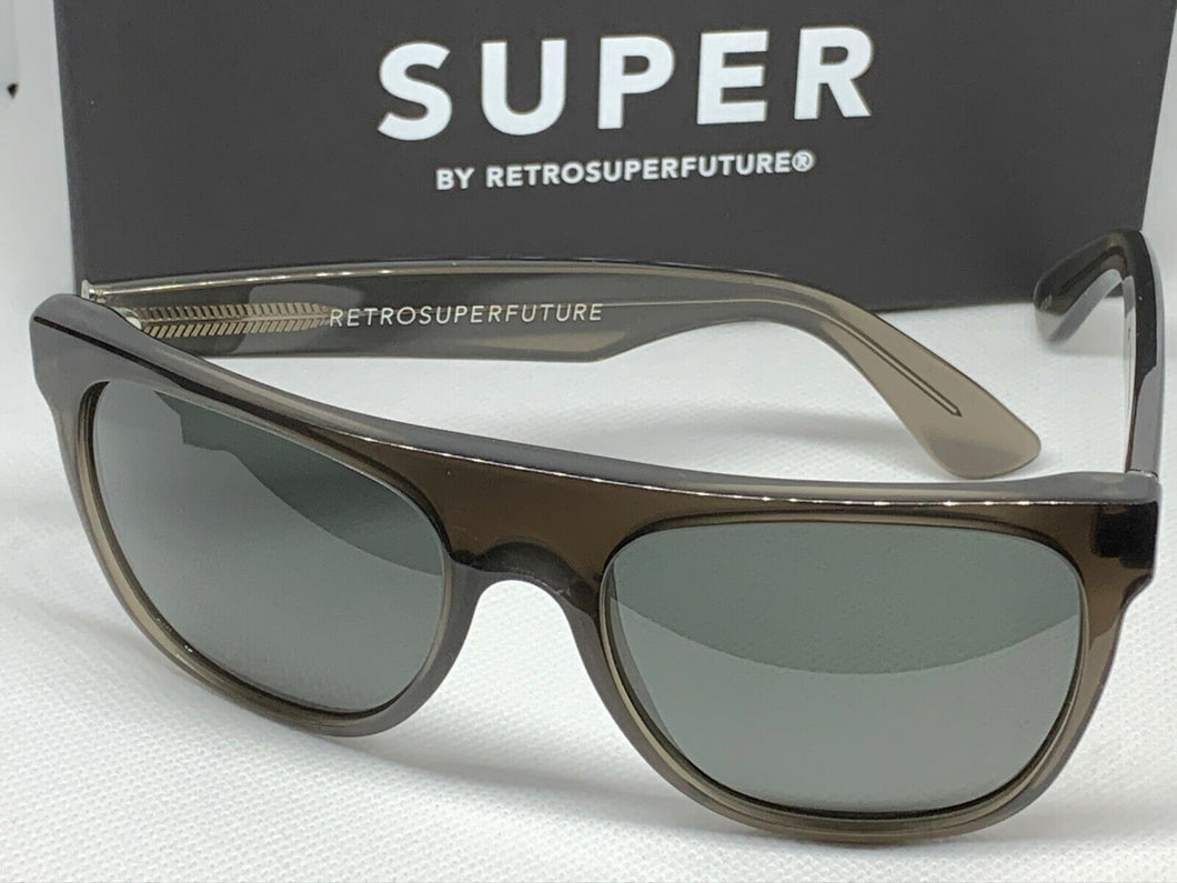 RetroSuperFuture 412 Flat Top Clear Brown Frame Size 55mm Sunglasses