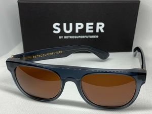 RetroSuperFuture 525 Flat Top Deep Crystal Blue Frame Size 52mm Sunglasses